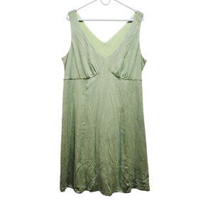 Roschico Green Sleeveless Midi Dress  Tie Back & V-Neckline Size 4XL EcoSoft